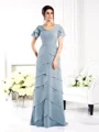 Sheath V-hals Gulvlengde Chiffong Brudens Mor Kjolees