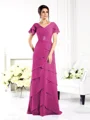 Sheath V-hals Gulvlengde Chiffong Brudens Mor Kjolees
