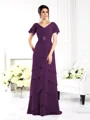 Sheath V-hals Gulvlengde Chiffong Brudens Mor Kjolees