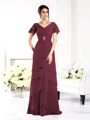 Sheath V-hals Gulvlengde Chiffong Brudens Mor Kjolees