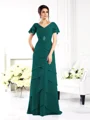 Sheath V-hals Gulvlengde Chiffong Brudens Mor Kjolees