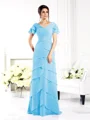 Sheath V-hals Gulvlengde Chiffong Brudens Mor Kjolees