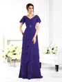 Sheath V-hals Gulvlengde Chiffong Brudens Mor Kjolees