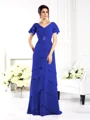 Sheath V-hals Gulvlengde Chiffong Brudens Mor Kjolees