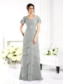 Sheath V-hals Gulvlengde Chiffong Brudens Mor Kjolees