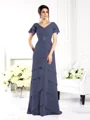 Sheath V-hals Gulvlengde Chiffong Brudens Mor Kjolees