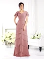 Sheath V-hals Gulvlengde Chiffong Brudens Mor Kjolees