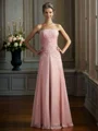 A-line kjole Sweetheart Gulvlengde Chiffong Brudens Mor Kjolees Med Applikasjoner Blonder