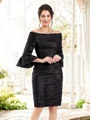 Sheath Bare Skuldre Kort/Mini Taft Brudens Mor Kjolees Med Volanger