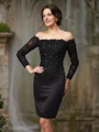 Sheath Bare Skuldre Knelengde Satin Brudens Mor Kjolees Med Blonder