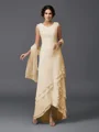 A-line kjole Scoop Asymmetrisk Chiffong Brudens Mor Kjolees Med Blonder