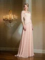 A-line kjole Scoop Gulvlengde Chiffong Brudens Mor Kjolees Med Applikasjoner Blonder