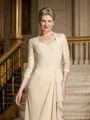 A-line kjole Sweetheart Sweep/Børste train Chiffong Brudens Mor Kjolees Med Blonder
