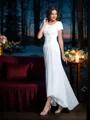 A-line kjole Scoop Asymmetrisk Chiffong Brudens Mor Kjolees