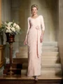 Sheath V-hals Gulvlengde Chiffong Brudens Mor Kjolees Med Blomst