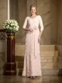 Sheath V-hals Gulvlengde Chiffong Brudens Mor Kjolees Med Blomst