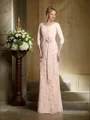 Sheath V-hals Gulvlengde Chiffong Brudens Mor Kjolees Med Blomst