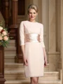 Sheath Scoop Kort/Mini Chiffong Brudens Mor Kjolees Med Belte/Sash
