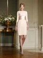 Sheath Scoop Kort/Mini Chiffong Brudens Mor Kjolees Med Belte/Sash