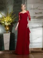 Sheath Sweetheart Gulvlengde Chiffong Brudens Mor Kjolees Med Blonder