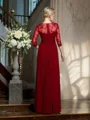 Sheath Sweetheart Gulvlengde Chiffong Brudens Mor Kjolees Med Blonder