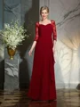 Sheath Sweetheart Gulvlengde Chiffong Brudens Mor Kjolees Med Blonder
