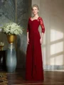 Sheath Sweetheart Gulvlengde Chiffong Brudens Mor Kjolees Med Blonder
