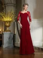 Sheath Sweetheart Gulvlengde Chiffong Brudens Mor Kjolees Med Blonder