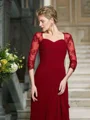 Sheath Sweetheart Gulvlengde Chiffong Brudens Mor Kjolees Med Blonder