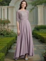 A-line kjole Scoop Asymmetrisk Chiffong Brudens Mor Kjolees