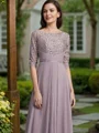 A-line kjole Scoop Asymmetrisk Chiffong Brudens Mor Kjolees