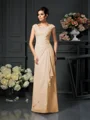 A-line kjole Scoop Gulvlengde Chiffong Brudens Mor Kjolees Med Blonder