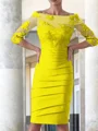 Sheath Scoop Knelengde Satin Brudens Mor Kjolees Med Applikasjoner Blonder