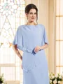 Sheath Båthals Ankel-Lengde Chiffong Brudens Mor Kjolees