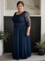 A-line kjole Scoop Gulvlengde Chiffong Brudens Mor Kjolees Med Blonder