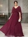 A-line kjole V-hals Gulvlengde Chiffong Brudens Mor Kjolees Med Belte/Sash