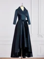 A-line kjole V-hals Asymmetrisk Satin Brudens Mor Kjolees med Belte/Sash