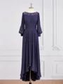 A-line kjole Båthals Asymmetrisk Chiffong Brudens Mor Kjolees