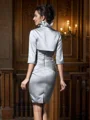 Sheath Sweetheart Kort/Mini Satin Brudens Mor Kjolees Med Profilering