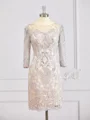 Sheath Båthals Kort/Mini Chiffong Brudens Mor Kjolees med Applikasjoner Blonder