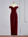 Sheath Bare Skuldre Gulvlengde Strekk Crêpe Brudens Mor Kjolees med Volanger