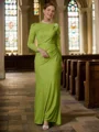 Sheath Scoop Gulvlengde Jersey Brudens Mor Kjole med Volanger