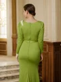 Sheath Scoop Gulvlengde Jersey Brudens Mor Kjole med Volanger