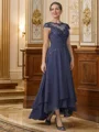 A-line kjole Scoop Asymmetrisk Chiffong Brudens Mor Kjole med Applikasjon