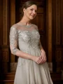 A-line kjole Scoop Te-Lengde Chiffong Brudens Mor Kjole med Blonder