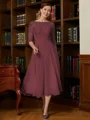 A-line kjole Scoop Te-Lengde Chiffong Brudens Mor Kjole med Blonder