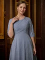 A-line kjole Scoop Te-Lengde Chiffong Brudens Mor Kjole med Blonder