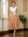 A-line kjole V-hals Te-Lengde Chiffong Brudens Mor Kjole med Blonder