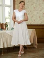 A-line kjole V-hals Te-Lengde Chiffong Brudens Mor Kjole med Blonder