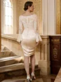 Sheath Scoop Knelengde Satin Brudens Mor Kjole med Blonder